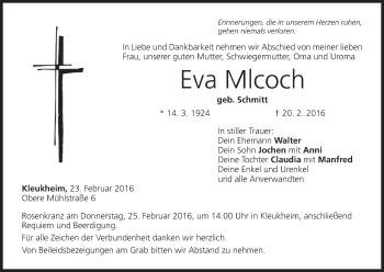 Anzeige von Eva Mlcoch von MGO