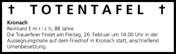 Anzeige von Totentafel vom 24.02.2016 von MGO