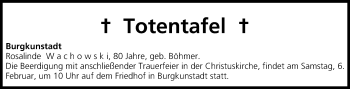 Anzeige von Totentafel vom 06.02.2016 von MGO