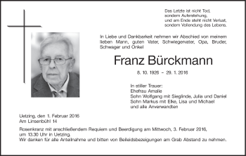 Anzeige von Franz Bürckmann von MGO