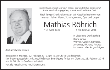 Anzeige von Mathias Röhrich von MGO