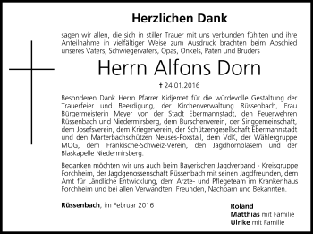 Anzeige von Alfons Dorn von MGO