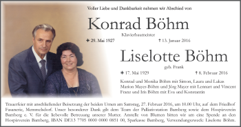 Anzeige von Liselotte Böhm von MGO