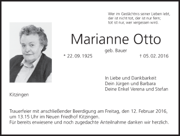Anzeige von Marianne Otto von MGO