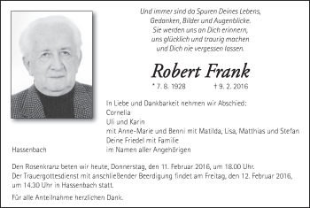 Anzeige von Robert Frank von MGO
