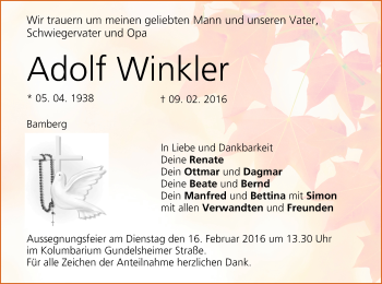 Anzeige von Adolf Winkler von MGO