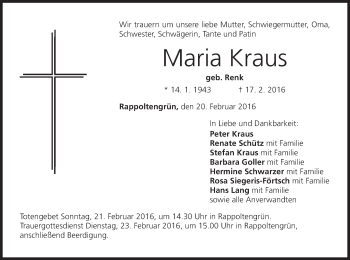 Anzeige von Maria Kraus von MGO