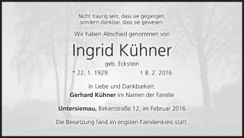 Anzeige von Ingrid Kühner von MGO