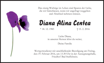 Anzeige von Diana Alina Centea von MGO