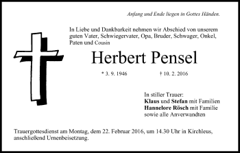 Anzeige von Herbert Pensel von MGO