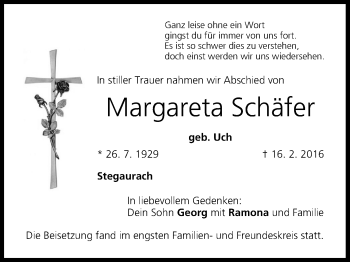 Anzeige von Margareta Schäfer von MGO