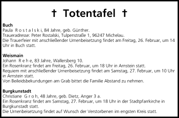 Anzeige von Totentafel vom 25.02.2016 von MGO