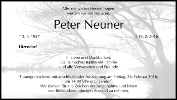 Anzeige von Peter Neuner von MGO