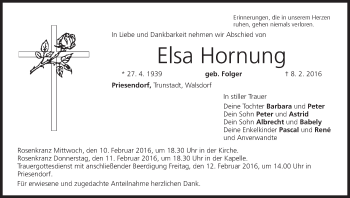 Anzeige von Elsa Hornung von MGO