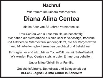Anzeige von Diana Alina Centea von MGO