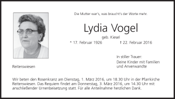 Anzeige von Lydia Vogel von MGO