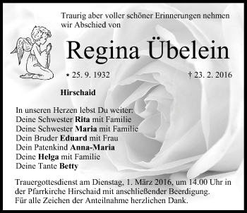 Anzeige von Regina Übelein von MGO