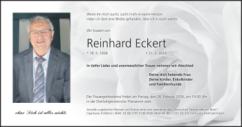 Anzeige von Reinhard Eckert von MGO