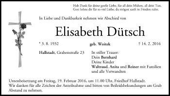 Anzeige von Elisabeth Dütsch von MGO