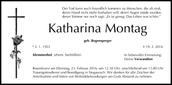 Anzeige von Katharina Montag von MGO