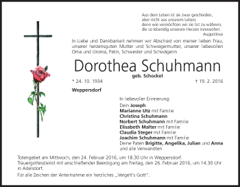 Anzeige von Dorothea Schuhmann von MGO