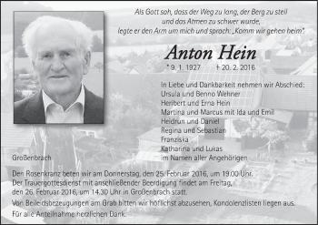 Anzeige von Anton Hein von MGO