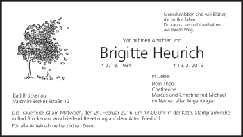 Anzeige von Brigitte Heurich von MGO