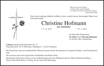 Anzeige von Christine Hofmann von MGO