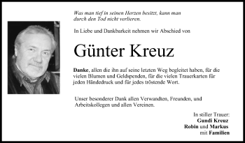 Anzeige von Günter Kreuz von MGO