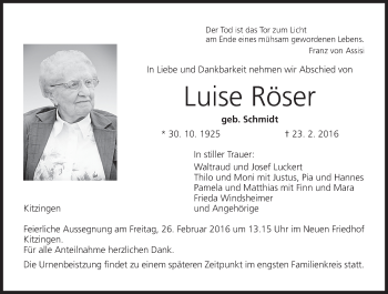 Anzeige von Luise Röser von MGO
