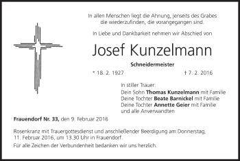 Anzeige von Josef Kunzelmann von MGO