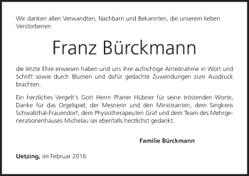 Anzeige von Franz Bürckmann von MGO