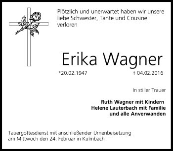 Anzeige von Erika Wagner von MGO
