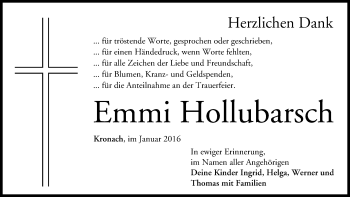 Anzeige von Emmi Hollubarsch von MGO