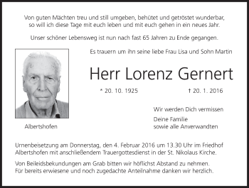 Anzeige von Lorenz Gernert von MGO