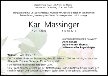 Anzeige von Karl Massfinger von MGO
