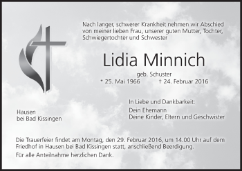 Anzeige von Lidia Minnich von MGO