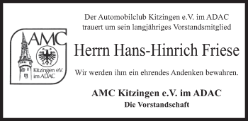 Anzeige von Hans-Hinrich Friese von MGO