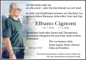 Anzeige von Elbano Cignoni von MGO