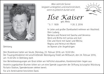 Anzeige von Ilse Kaiser von MGO