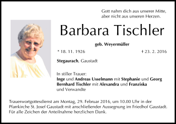 Anzeige von Barbara Tischler von MGO