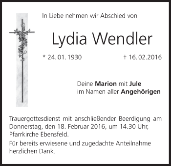 Anzeige von Lydia Wendler von MGO