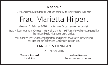Anzeige von Marietta Hilpert von MGO