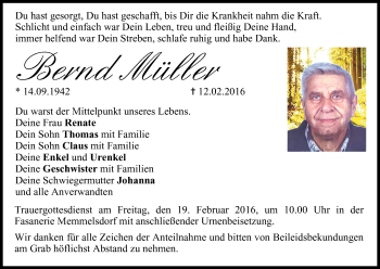 Anzeige von Bernd Müller von MGO