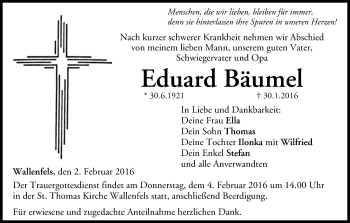 Anzeige von Eduard Bäume von MGO