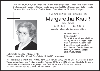 Anzeige von Margaretha Krauß von MGO