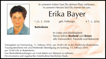 Anzeige von Erika Bayer von MGO