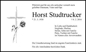 Anzeige von Horst Studtrucker von MGO
