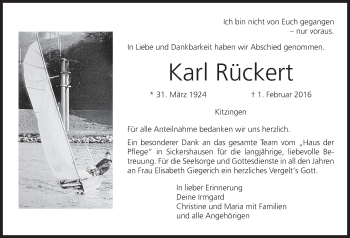 Anzeige von Karl Rückert von MGO