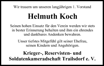 Anzeige von Helmuth Koch von MGO